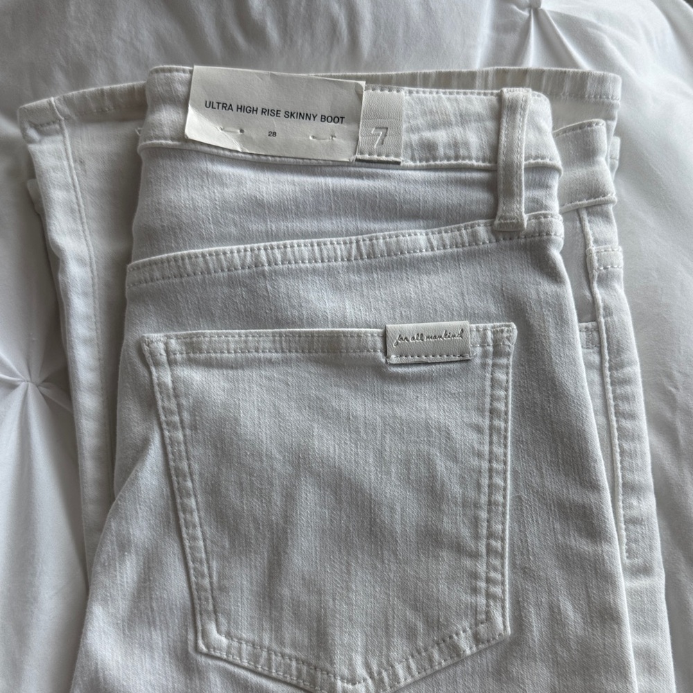 7 For All Mankind Women's High Rise White Jeans